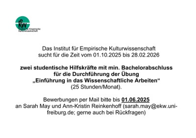 Ausschreibung Wissenschaftliches Arbeiten